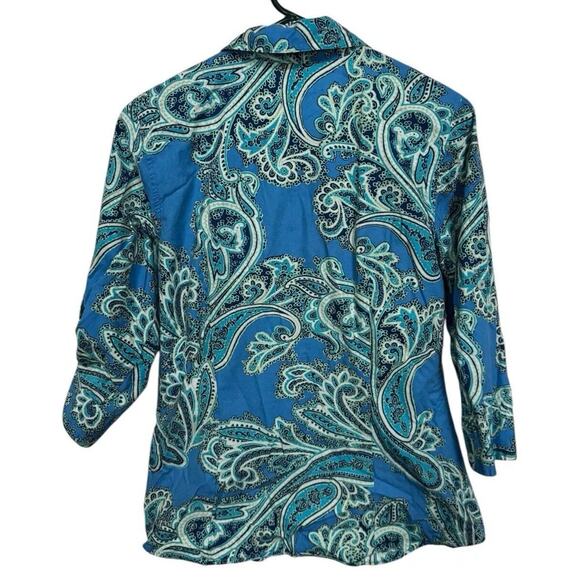 Van Heusen Medium Paisley Button Down Women’s Shirt Career Office Collard Beach - Picture 2 of 9